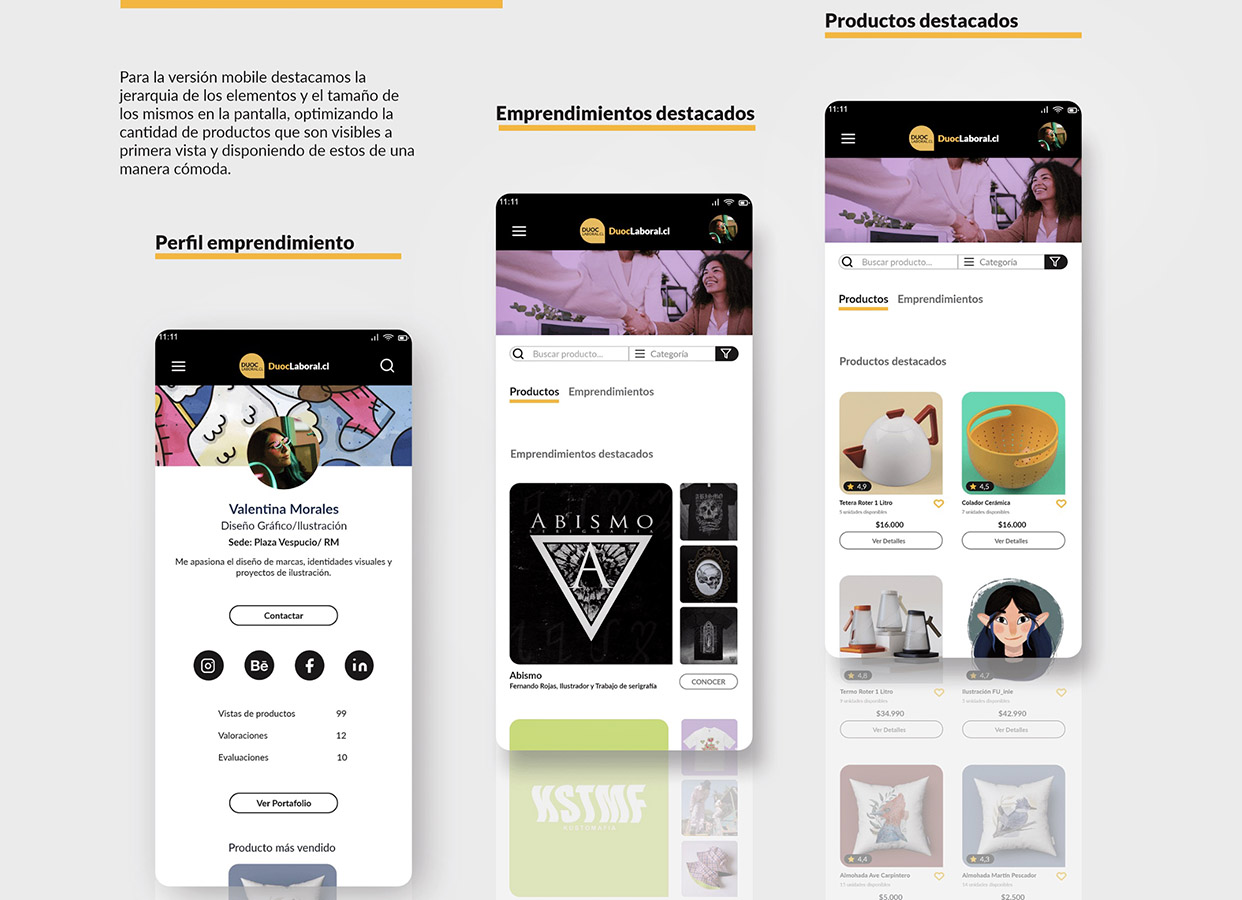 Rediseño Portal Emprendedores Duoc UC – MARKETPLACE