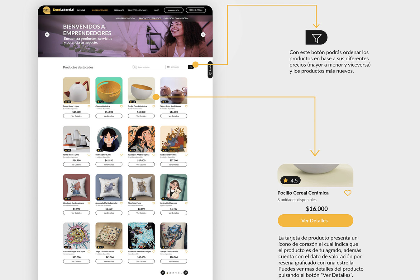 Rediseño Portal Emprendedores Duoc UC – MARKETPLACE