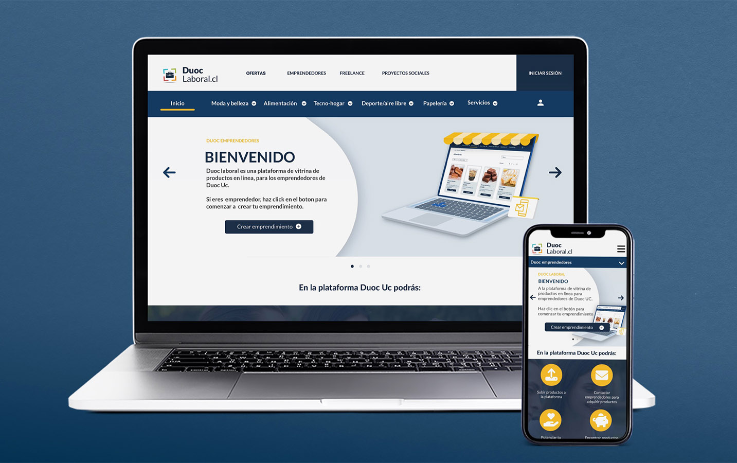 Rediseño Portal Emprendedores Duoc UC – MARKETPLACE