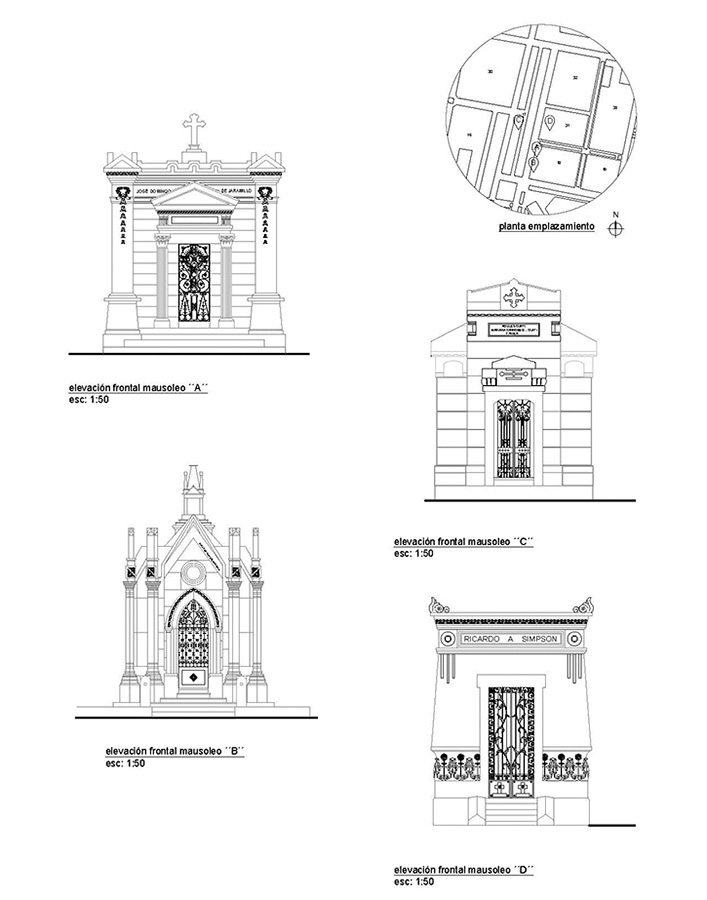 Levantamiento Planimetría Elevaciones Mausoleos Cementerio General