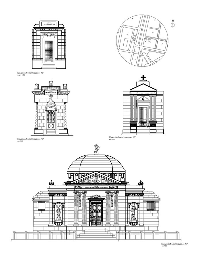 Levantamiento Planimetría Elevaciones Mausoleos Cementerio General