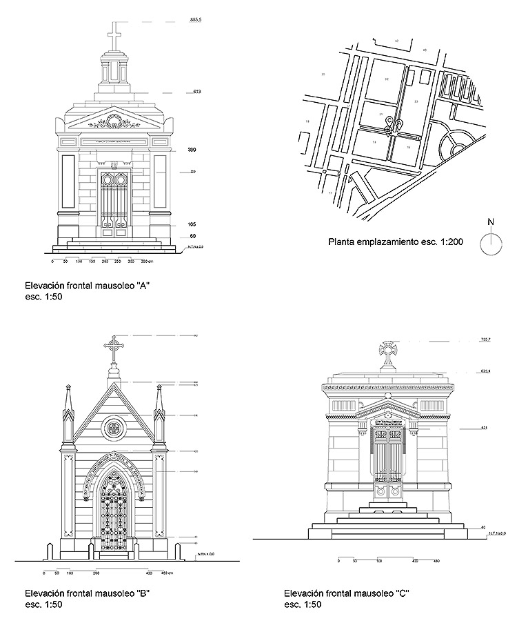 Levantamiento Planimetría Elevaciones Mausoleos Cementerio General