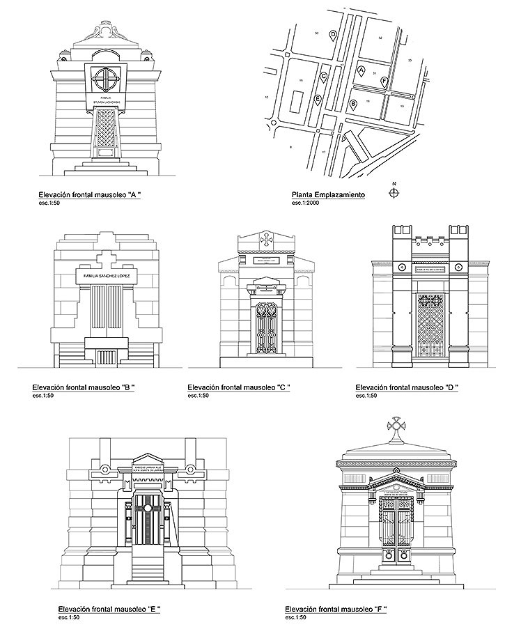 Levantamiento Planimetría Elevaciones Mausoleos Cementerio General