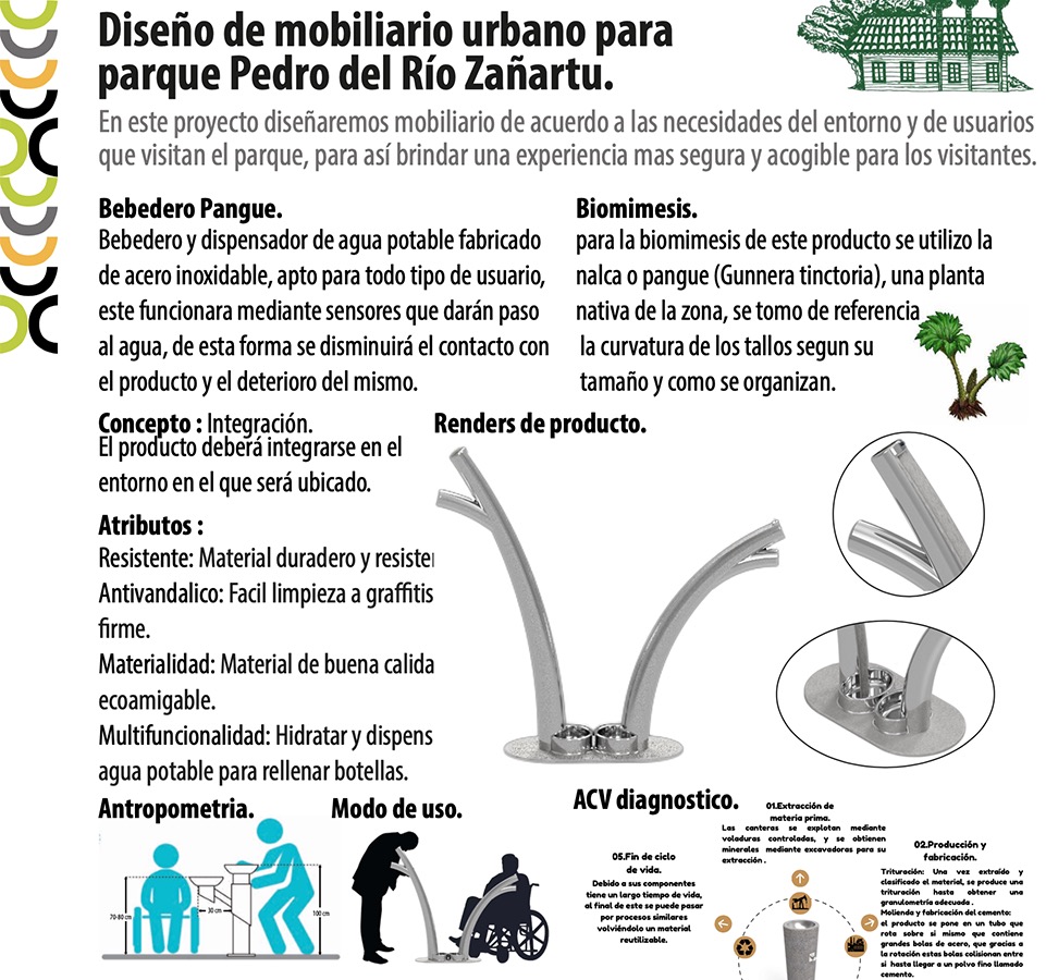 Mobiliario Urbano para Parque Pedro del Río Zañartu