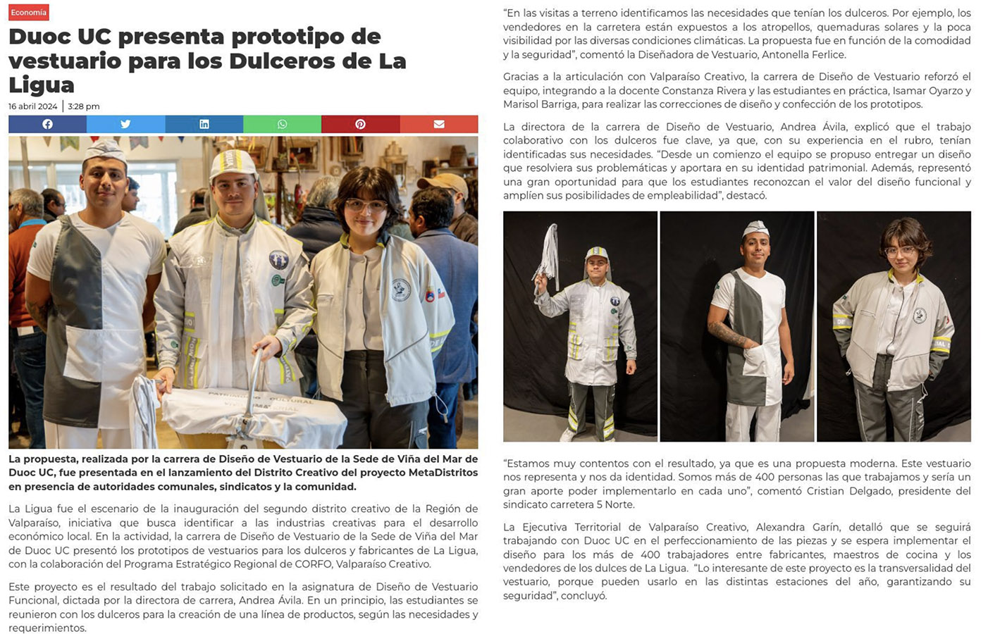 Generación de Prototipo de Vestuario “Palomitas de La Ligua”