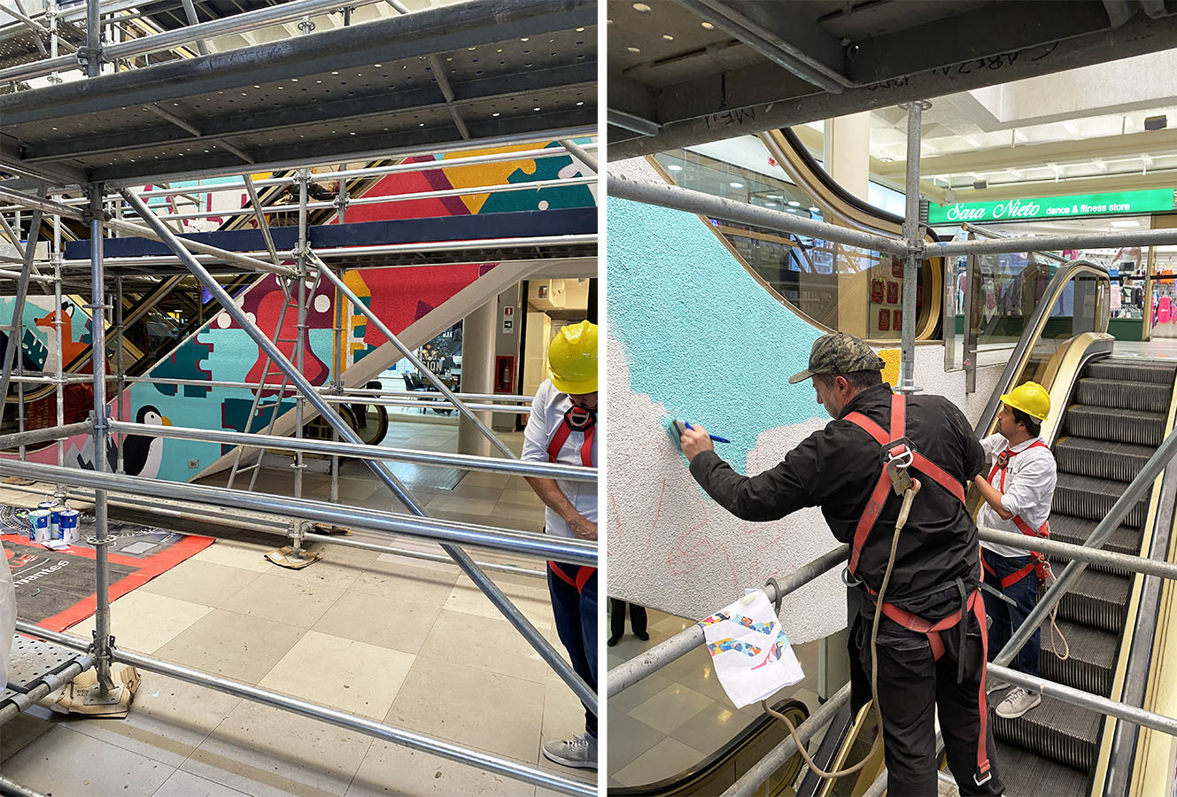 Intervención Plaza Los Maitenes, Mural Decorativo Apumanque