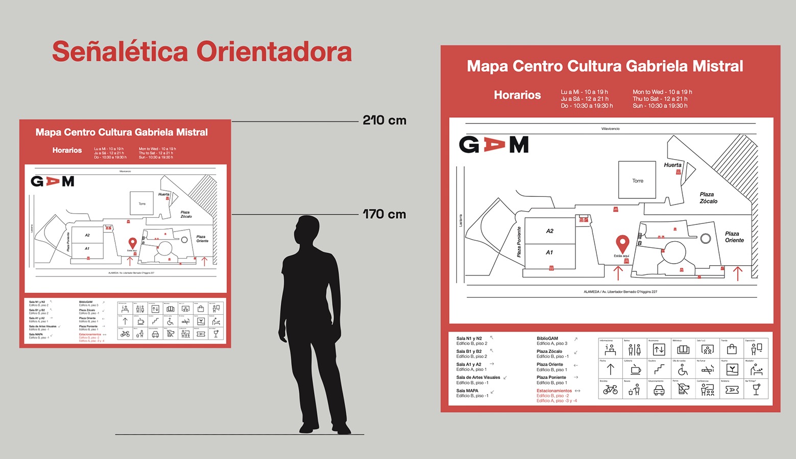 Sistema Señalético para Centro Cultural Gabriela Mistral GAM