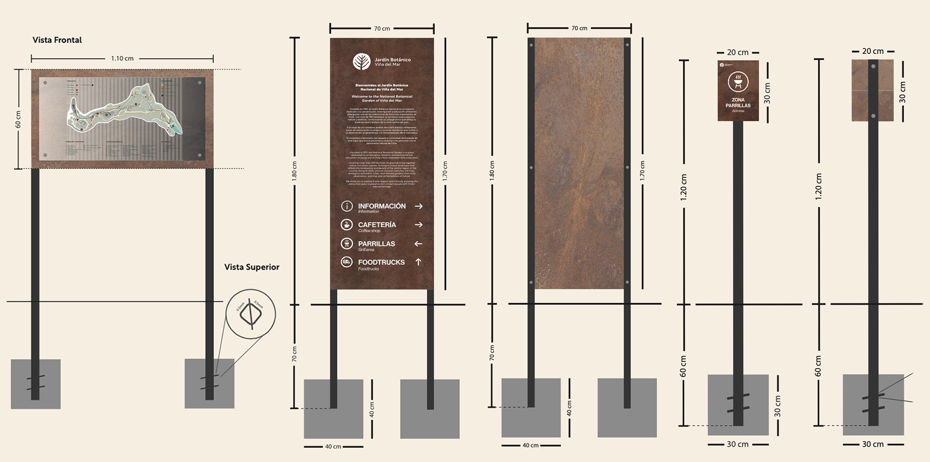 Diseño de Marca + Sistema Señalización Jardín Botánico Nacional Viña del Mar