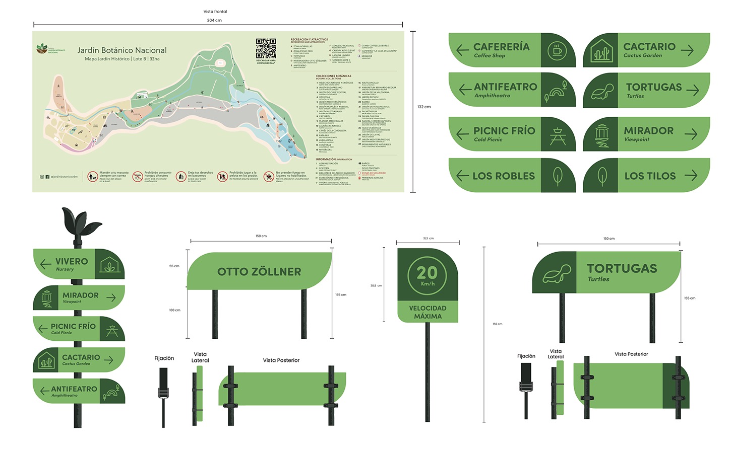 Diseño de Marca + Sistema Señalización Jardín Botánico Nacional Viña del Mar