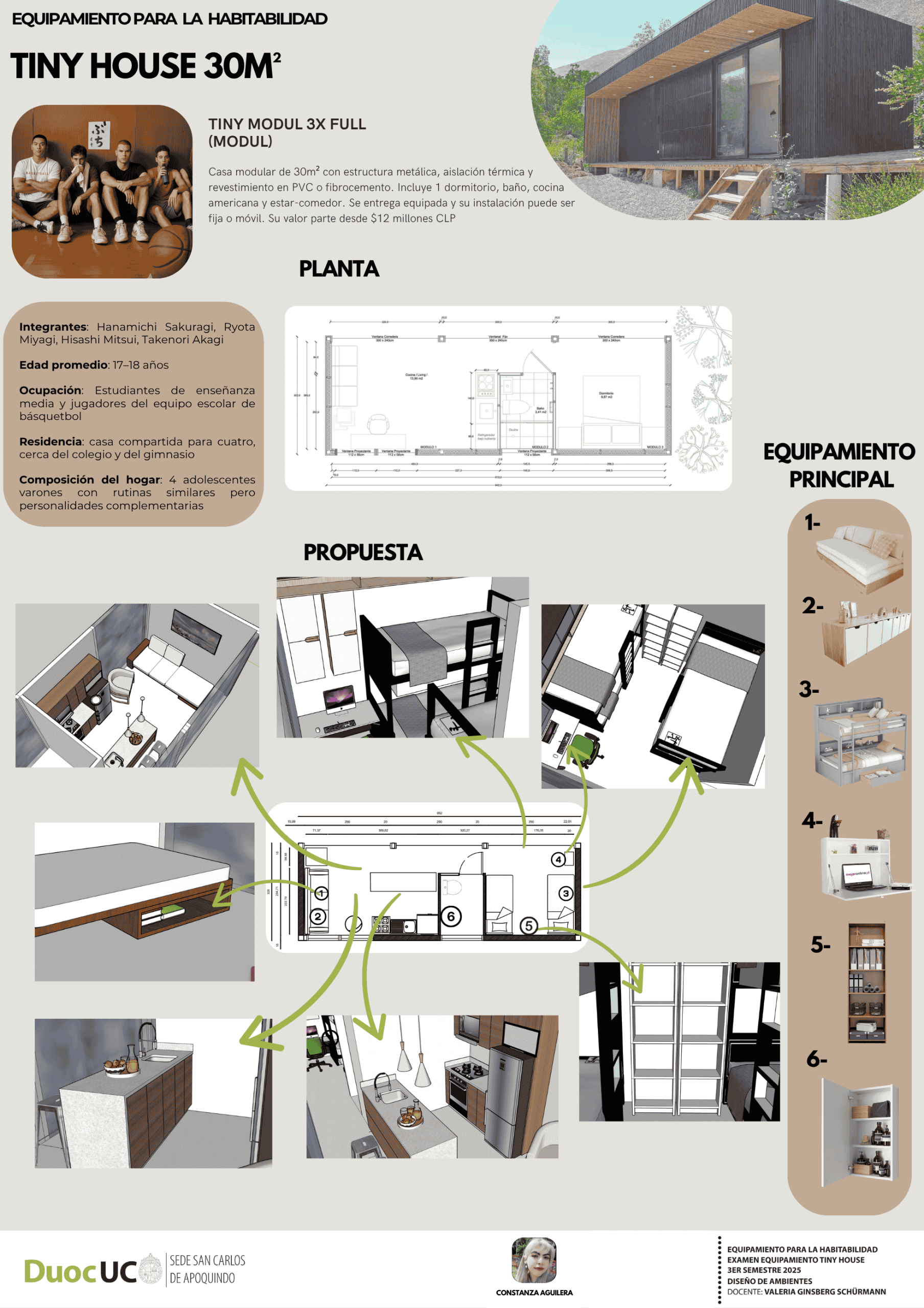 Tiny house de 30m² para 4 personas